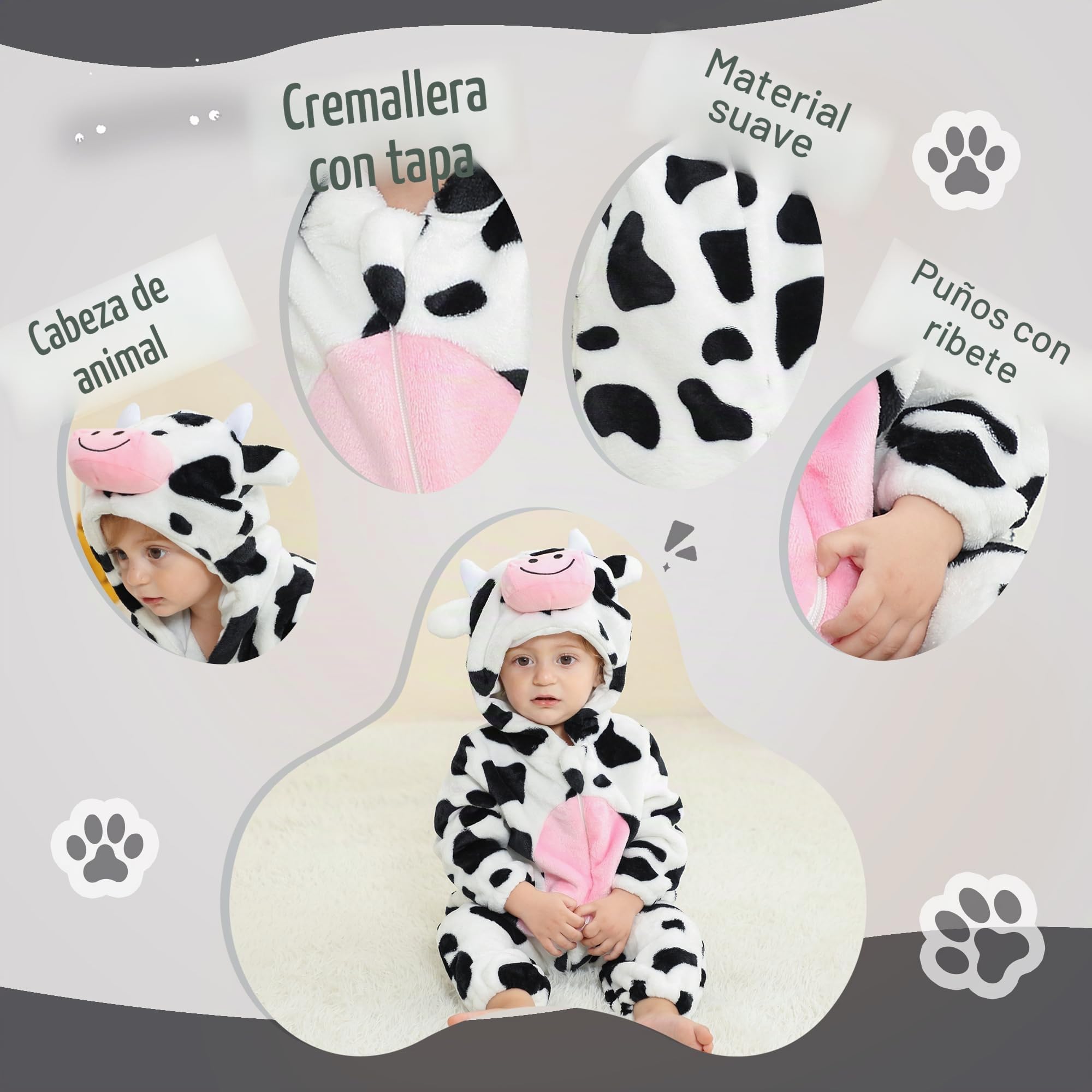 Unisexo Mono de Invierno Unisex con Capucha，2-36 Meses