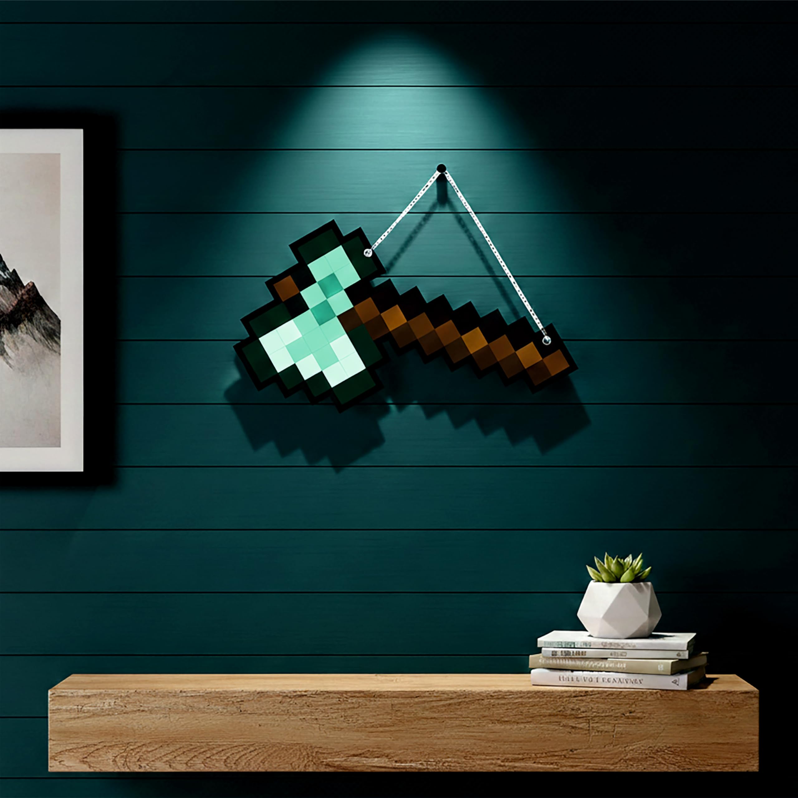 Pixel Art Axe Wall Hanging | Gaming & Adventure Theme Decorative Wall Decor | Kids & Game Enthusiast (Diamond, 11)