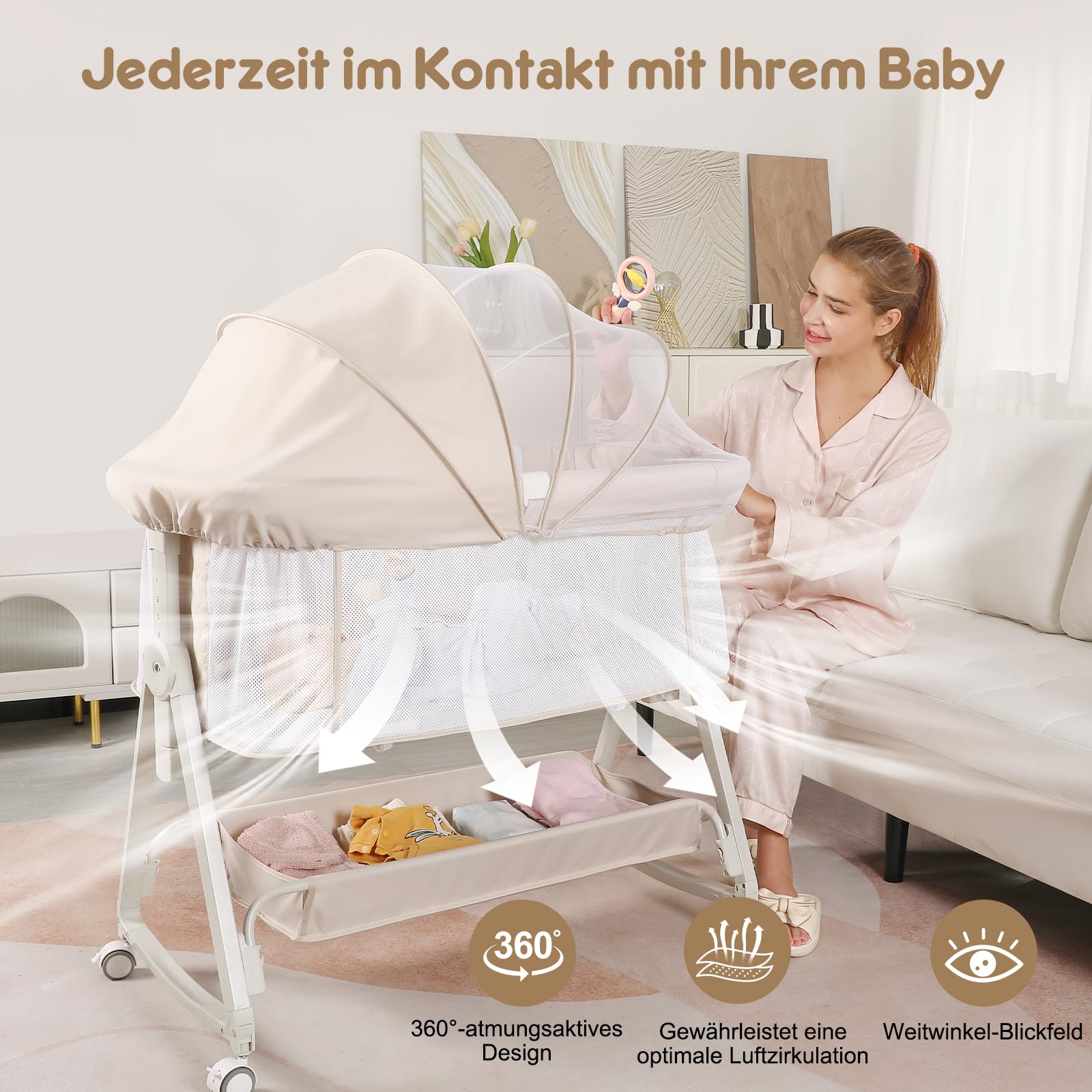 babybett camping EVINYEP 4-in-1 Beistellbett Baby, Verbesserte Stabilität Stubenwagen Baby mit 6-Fach Höhenverstellung, Vollständigen Mesh-Seiten für Neugeborene bis 12 Monate, Beige Baby best mtb pedals Wähle Deine Farbe:Gold Boss ME-25 Multi Effects