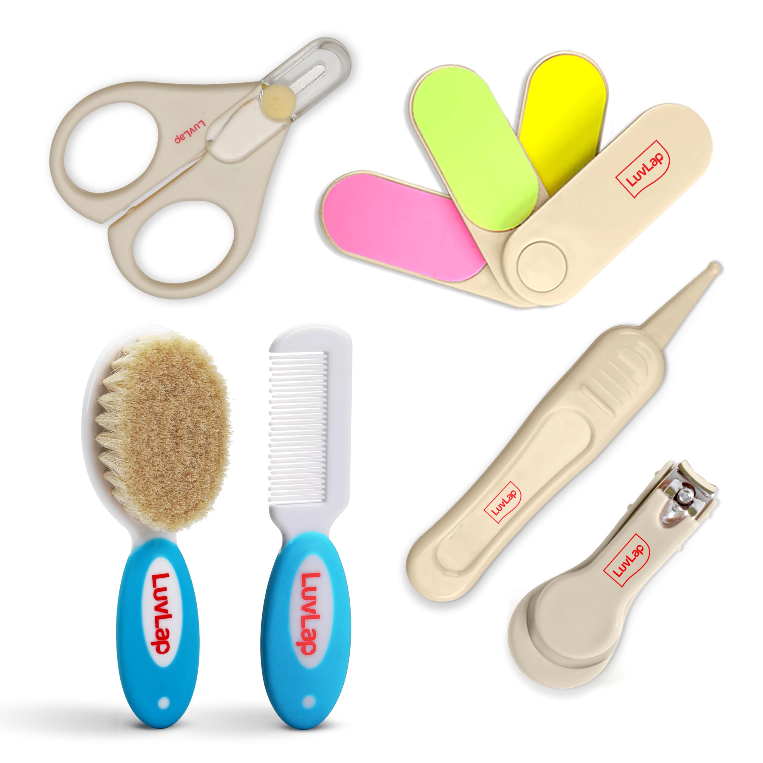 LuvLap Baby Nail & Hair Grooming Set, Contains 4pcs Nail Grooming Kit & Hair Grooming Natural, Baby Comb & Brush Set with Soft bristles, Baby Nail Cutter, New Born Grooming Kit, 0m+-picture-22