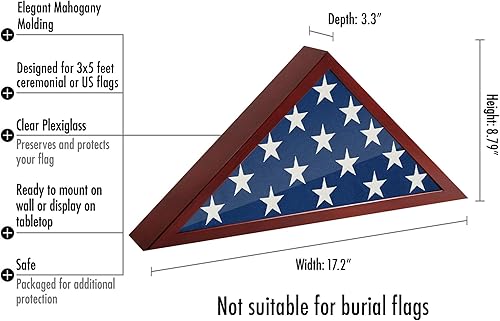 Vista 18 de Americanflat Pequeña vitrina plegada de bandera – Se adapta a banderas ceremoniales plegadas de 3 x 5 pies (no para bandera funeraria) – Colección