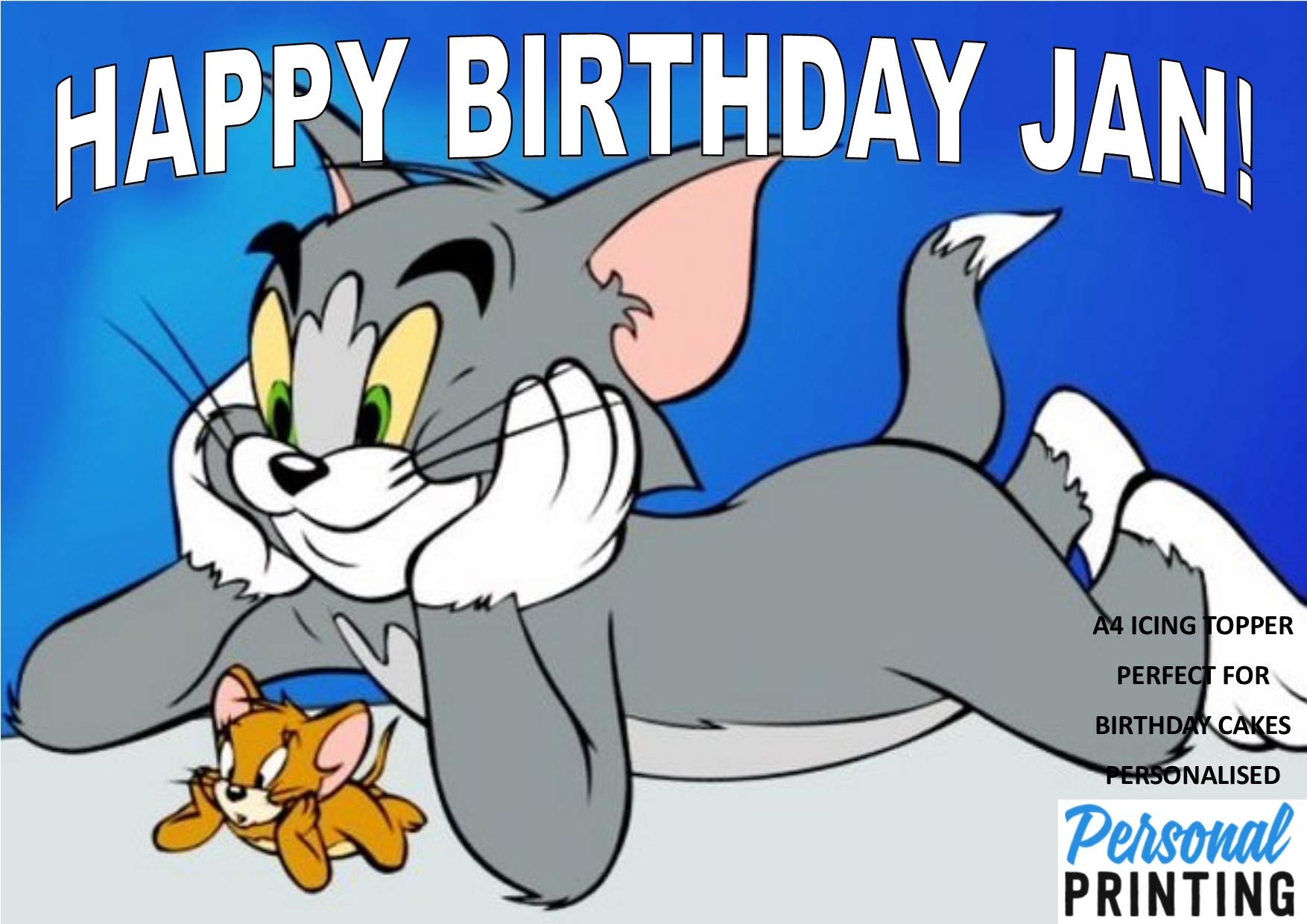 Buy Tom and Jerry or Text Personalised Name Age Happy Birthday A4 Easy