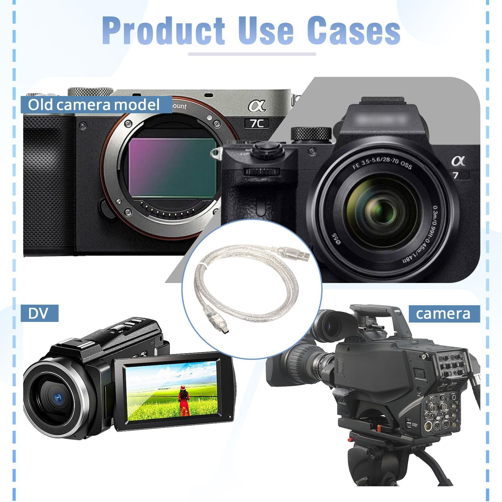Cavo Adattatore USB a FireWire IEEE 1394 con Connettore iLink 4 Pin, Compatibile con Camcorder DCR-TRV75E DV, Cavo di Trasmissione per Dati e Video