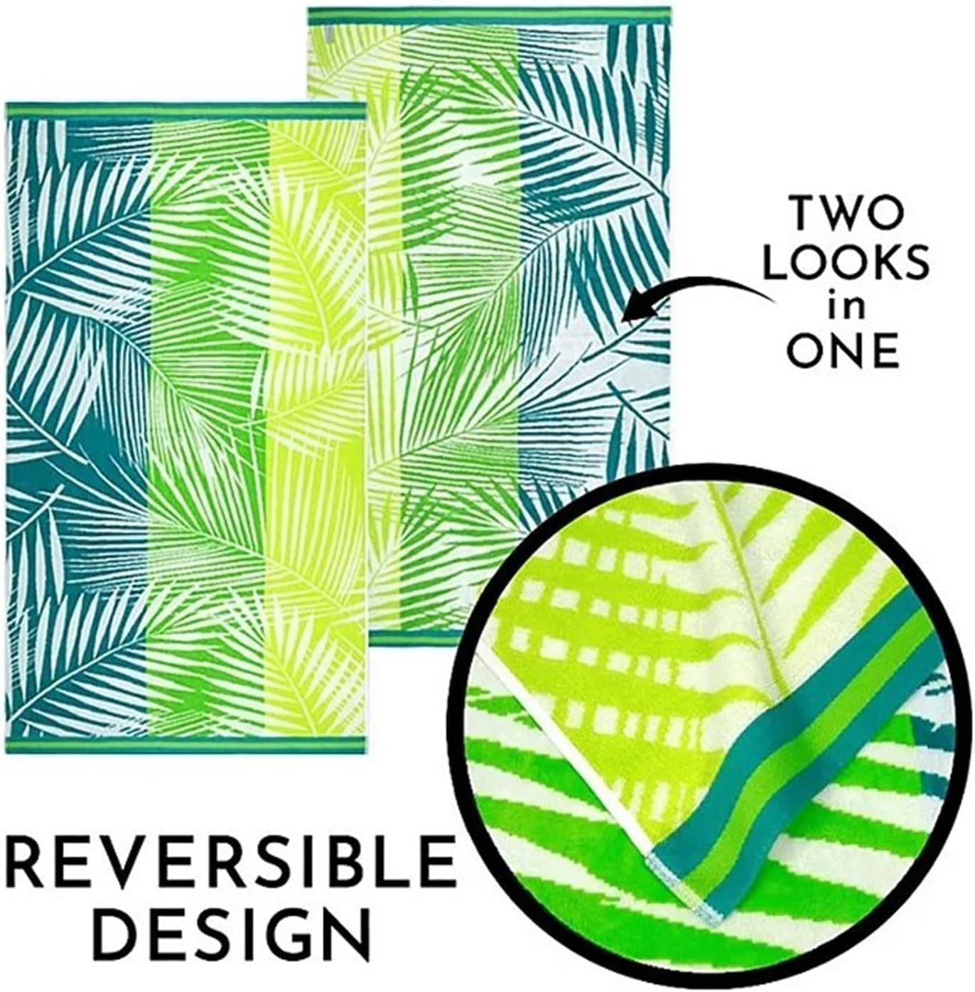 Member's Mark 100% Cotton Oversized Adult Beach Towel 40" x 72" (Tropical Palm)