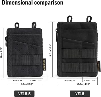 VIPERADE VE18-S Small EDC Pouch, Mini EDC Pocket Organizer for Men, EDC Pocket Organizer, 3 Slots with 2 Zipper Pockets Multitool Pouch
