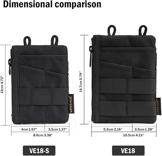 VIPERADE VE18-S Small EDC Pouch, Mini EDC Pocket Organizer for Men, EDC Pocket Organizer, 3 Slots with 2 Zipper Pockets Multitool Pouch