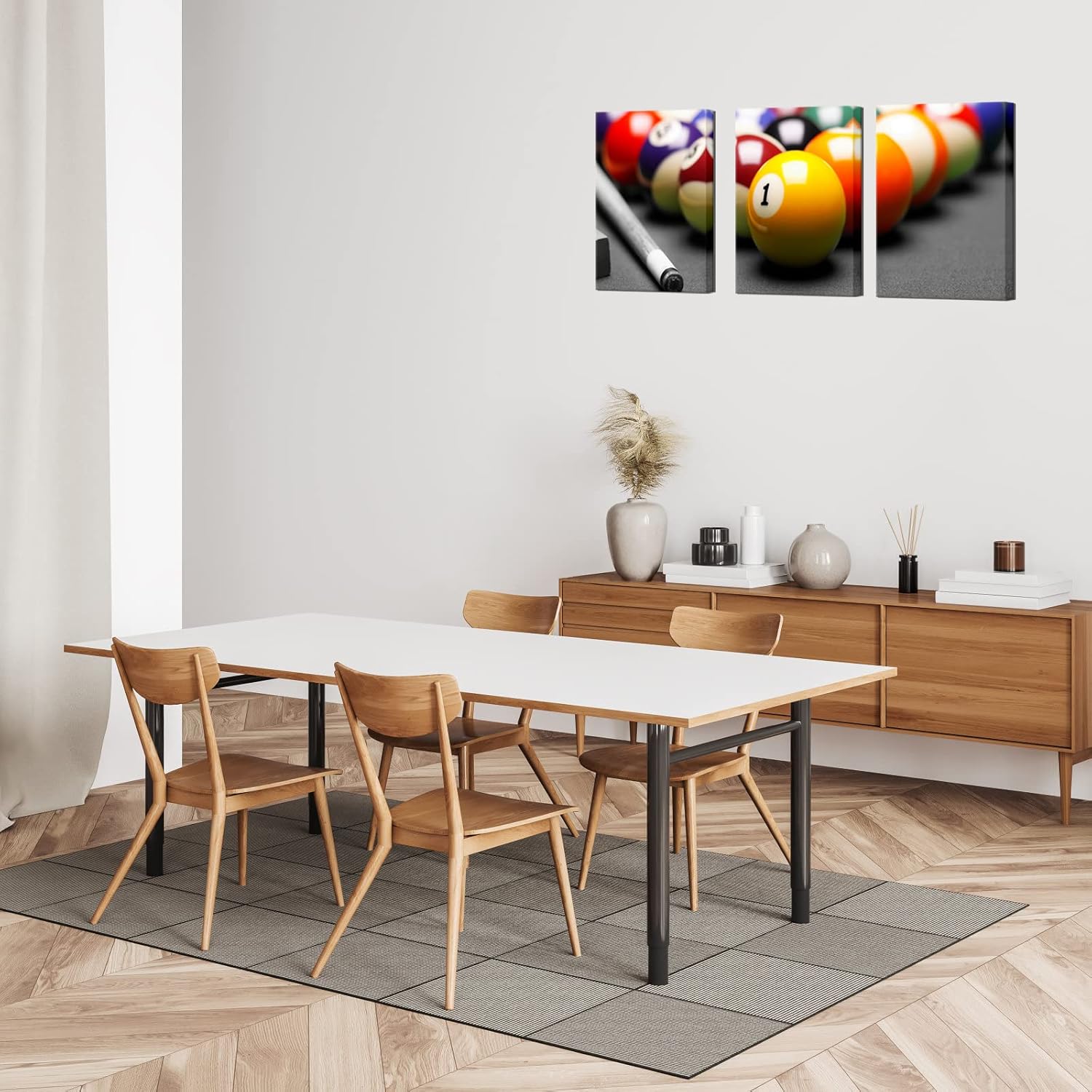 Apicoture Billiards Picture Canvas Wall Art Billiards Pool Hall Poster Pool Table Pictures Pool Room Wall Decor Ready to Hang 12"x16"x3 Pieces