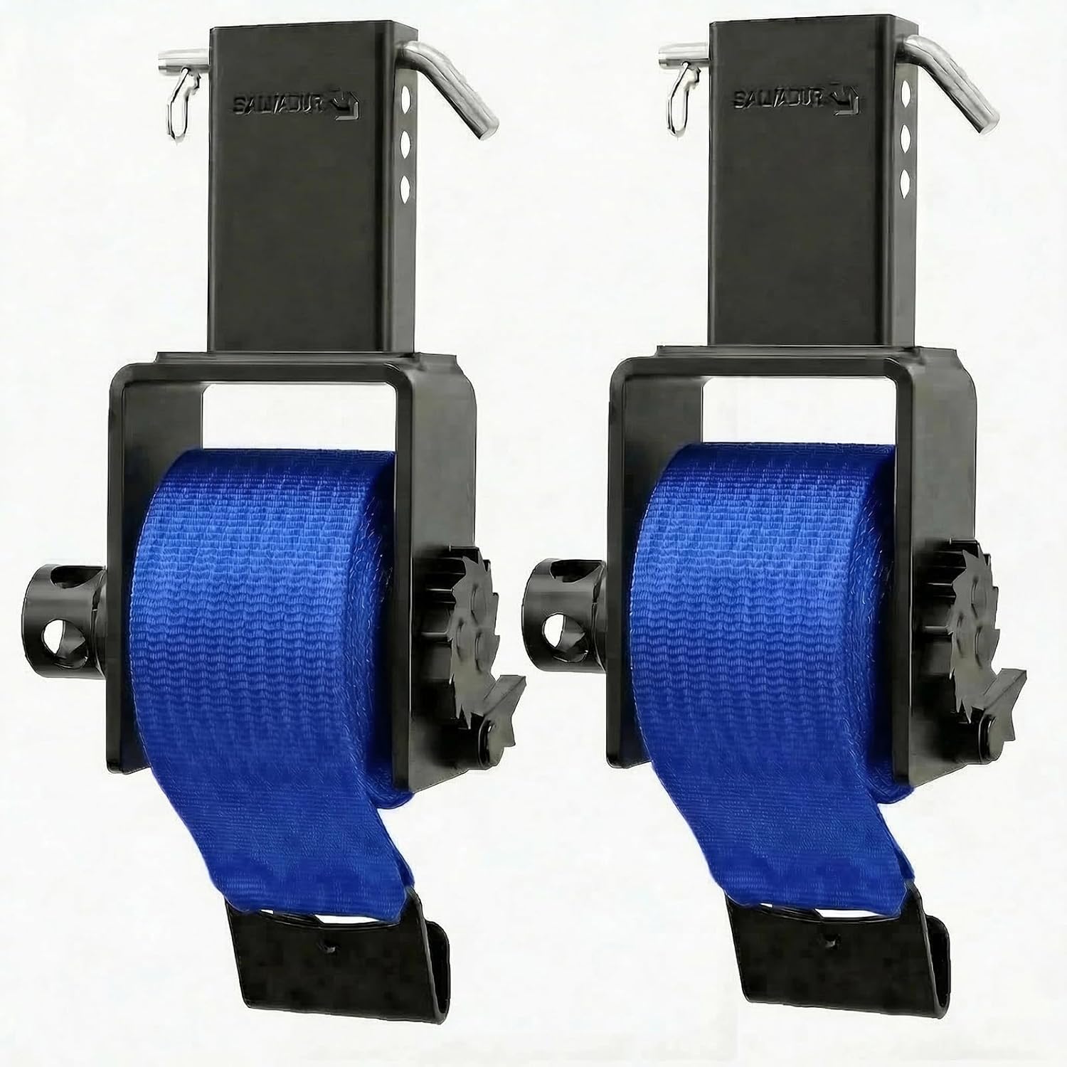 Upgraded 4 Pack Trailer Stake Pocket Winch Flatbed Kit, Capacity 16,200 lbs Utility Flatbed Accessories, Include 4 inch Winch Straps 30 Ft for 2x4 Stake Pockets Blue