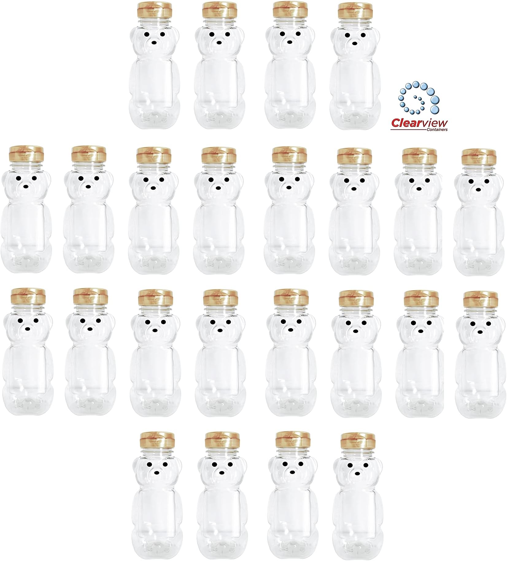 Hushee 72 Pcs 8 oz Plastic Honey Bear Bottle Empty Honey Squeeze Bottle with Spill