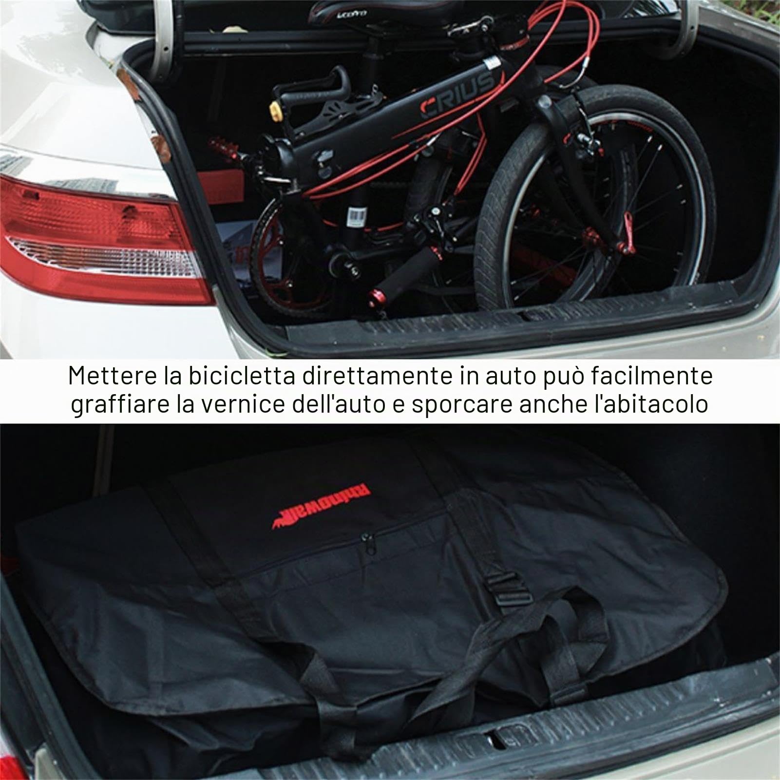 Borsa per Bicicletta Pieghevole Sacchetto di Trasporto della Bici 20 Pollici Ispessimento Impermeabile Borsone da Viaggio con una Piccola Borsa, per Viaggio in Treno in Aereo