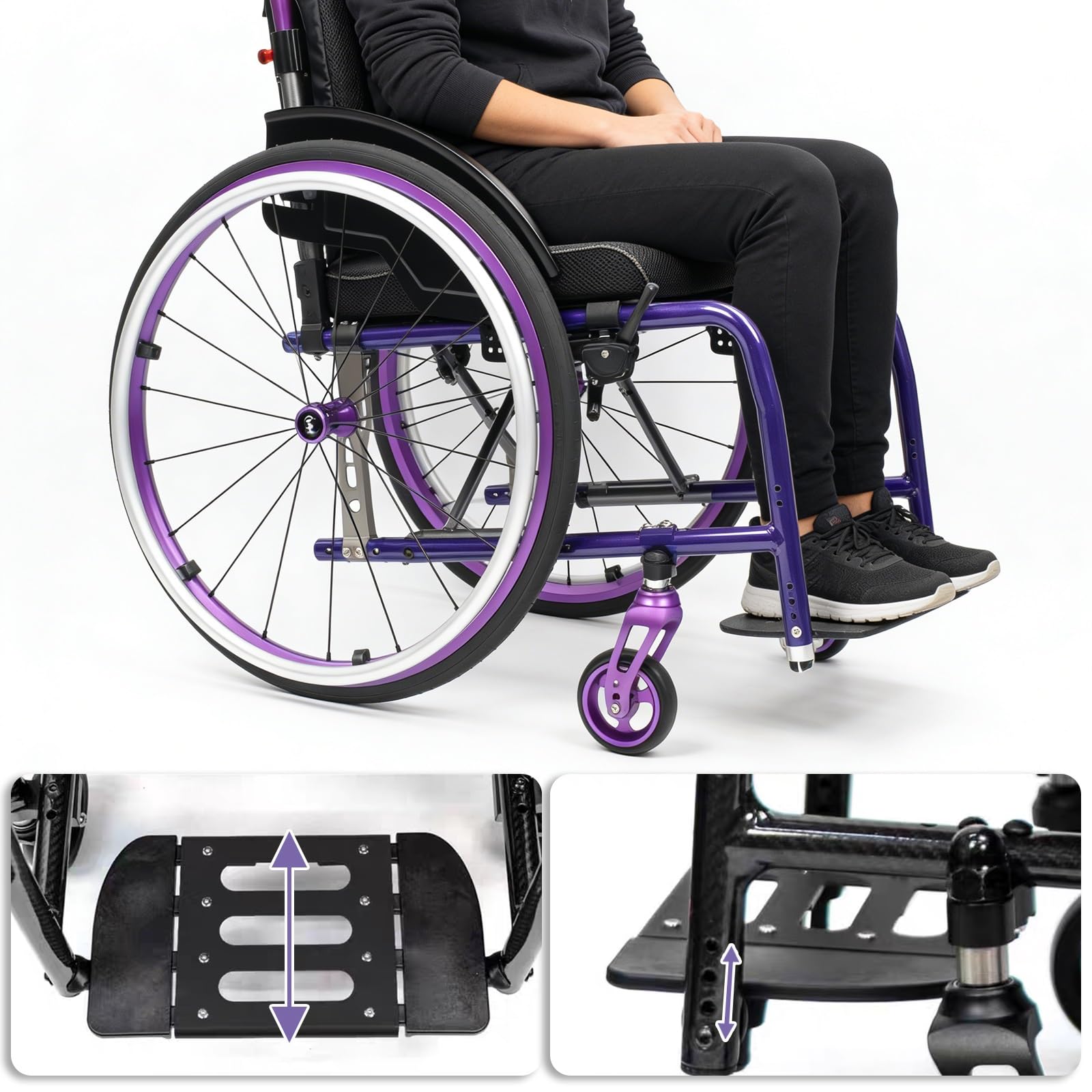 Silla de Ruedas Deportiva Manual Plegable,Ultraligera de Aleación de Aluminio, Transporte Fácil,sillas de ruedas manuales autopropulsadas,liberación rápida(D,Seat width 38cm/15in)
