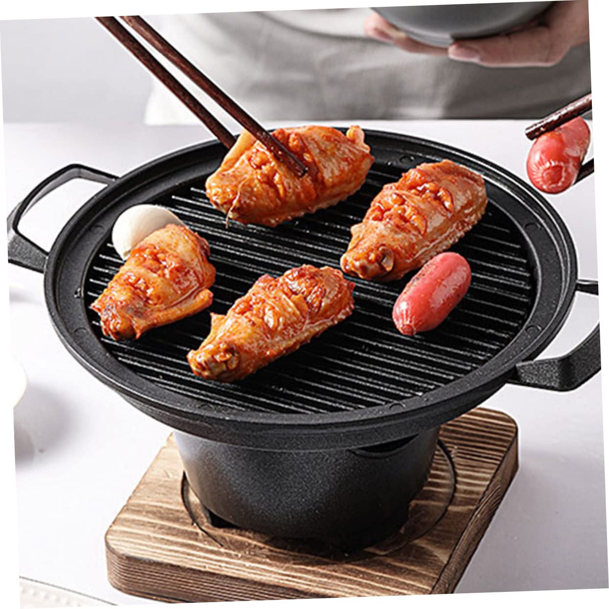 BESPORTBLE Tray Grilling Pan Grill Plate Roasting Pan Indoor Picnic Accessory Comfortable Grip Unique Design