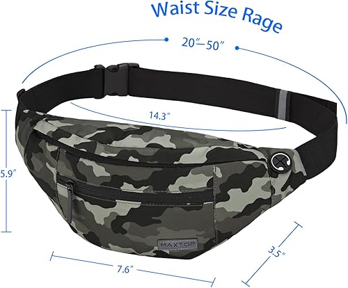 Miniatura 194 de MAXTOP - Cangurera cruzada grande con 4 bolsillos con cremallera, ideal para eventos deportivos, festivales, entrenamiento, viajes, correr y uso