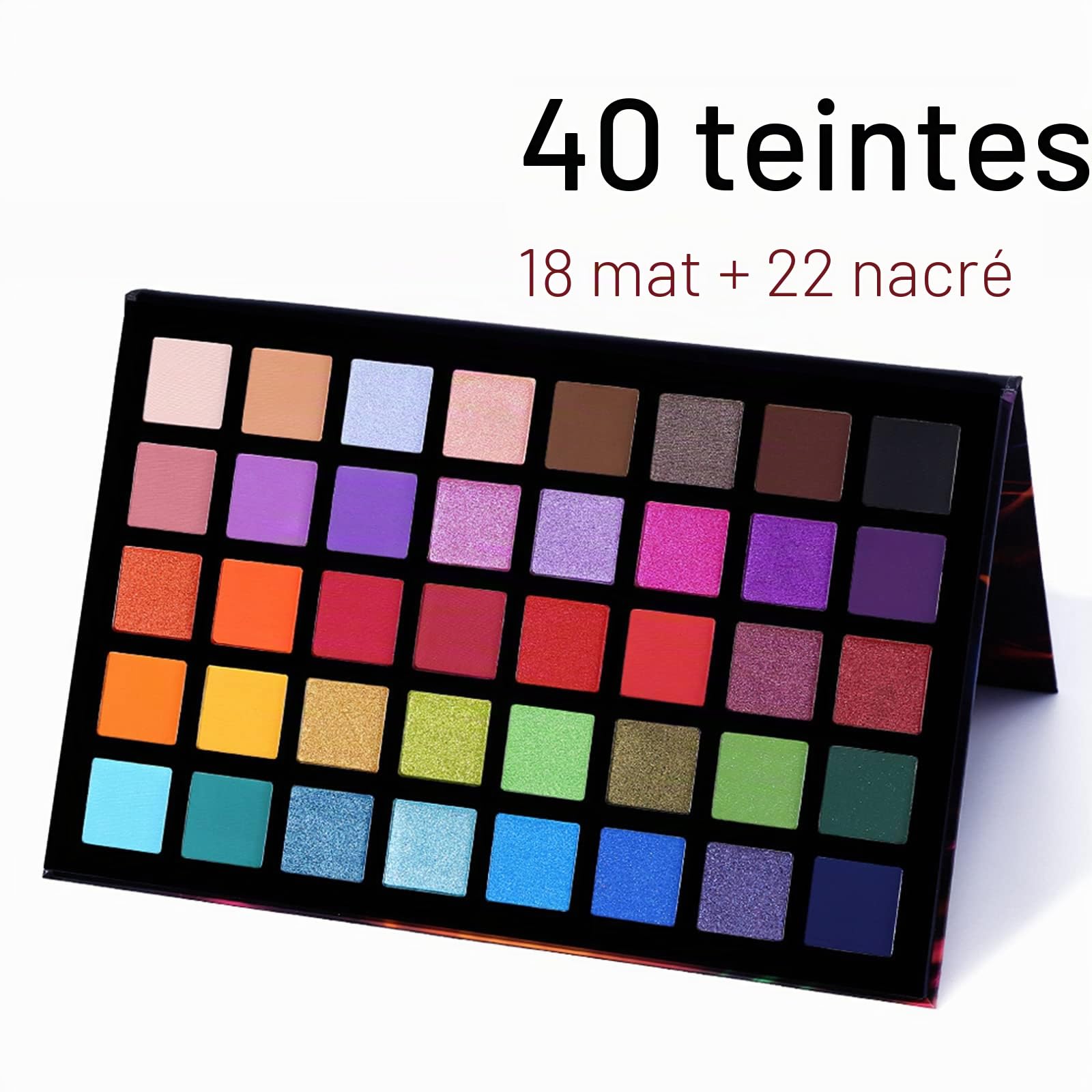UCANBE Fards à Paupières 40 Couleurs Imperméable - Fard à Paupières Longue Durée - Palettes de Maquillage Shimmer Matte Hautement Pigmentées