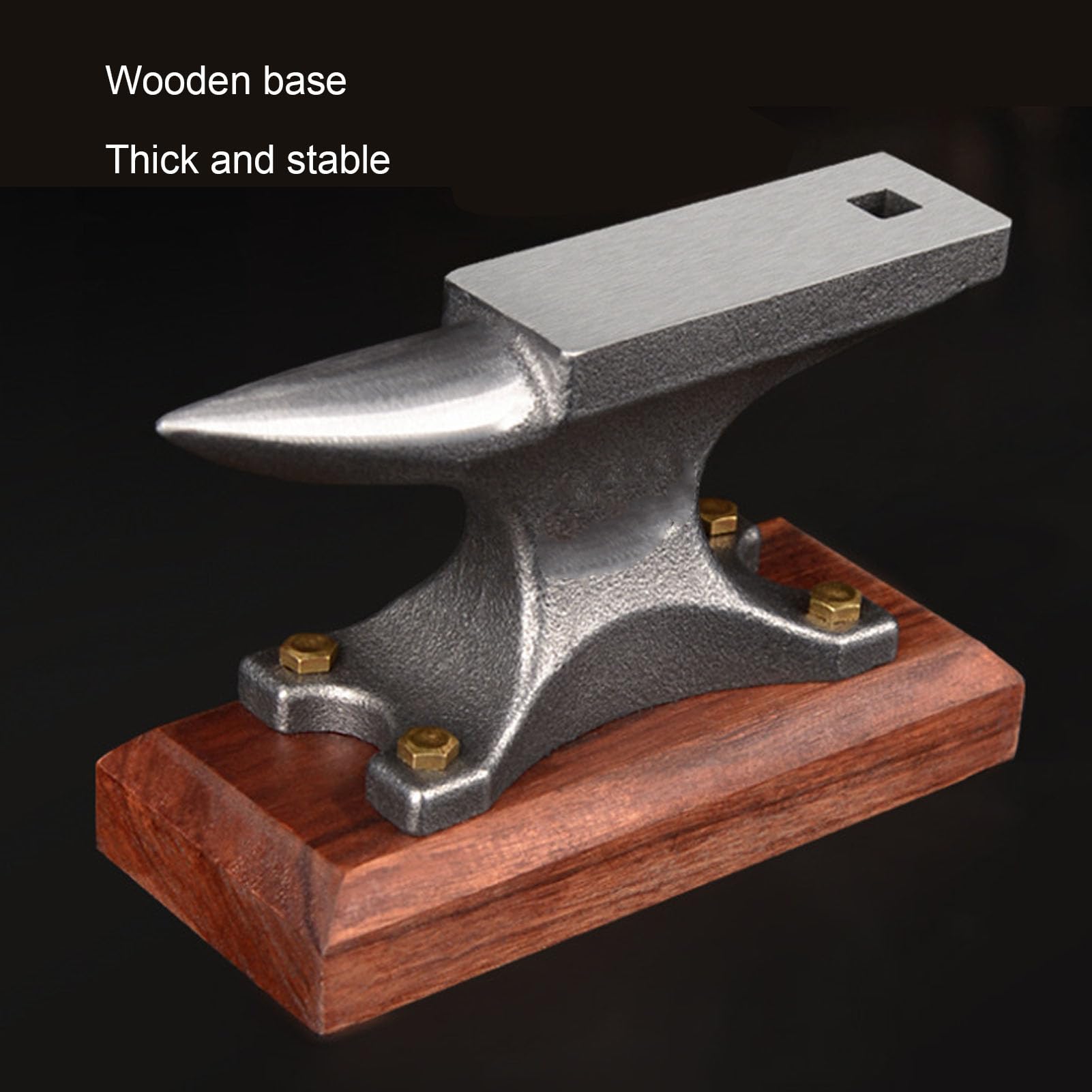 VBESTLIFE Mini-Hornamboss, Amboss aus Kohlenstoffstahl mit Stoßdämpfendem Grundmetall aus Holz für die Schmuckherstellung, Metallschmieden und Stampfen