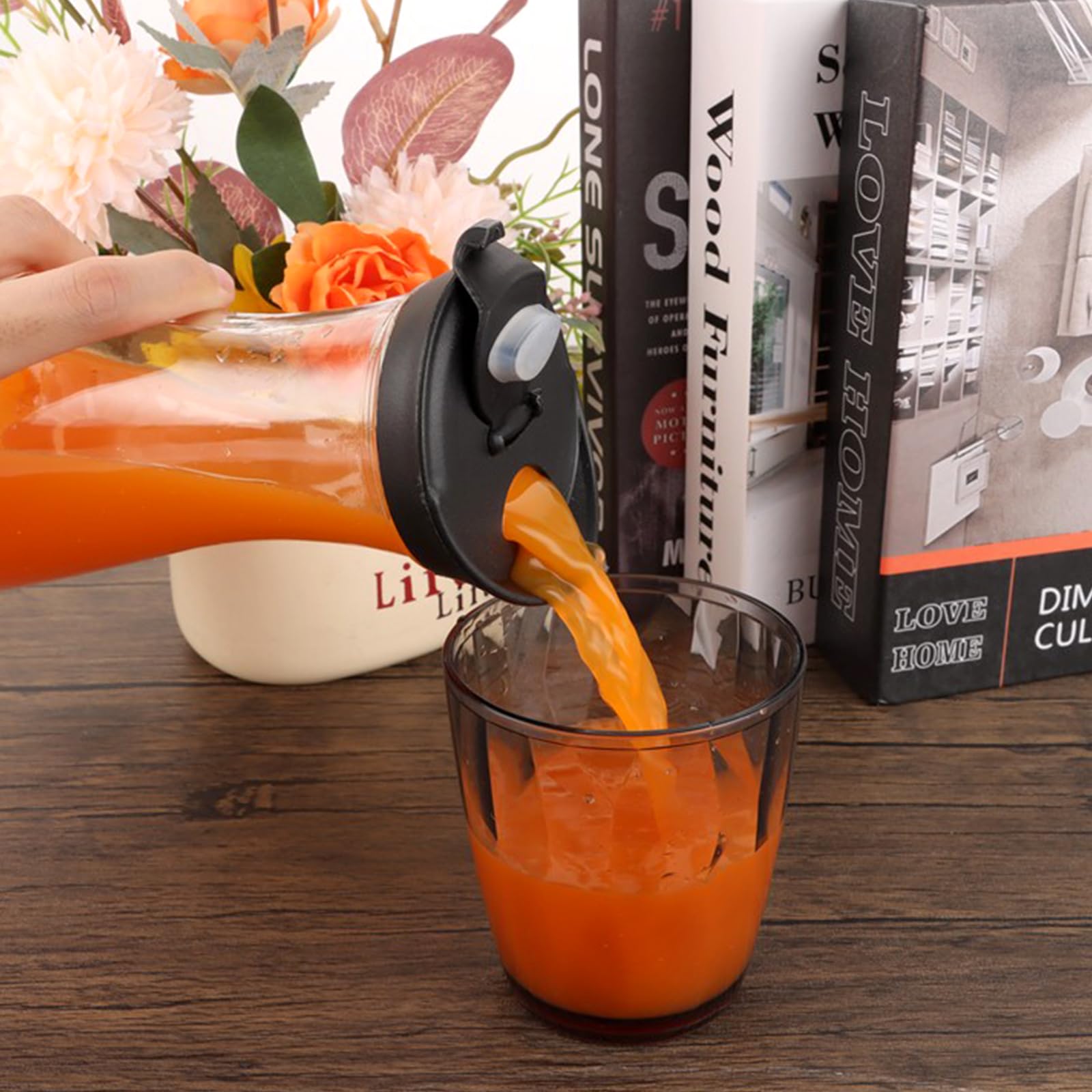 Caraffa in vetro, set da 3 pezzi, 1 litro con coperchio, caraffa in vetro con coperchio, brocca in vetro per latte, bevande succo, tè freddo, bevande fatte in casa