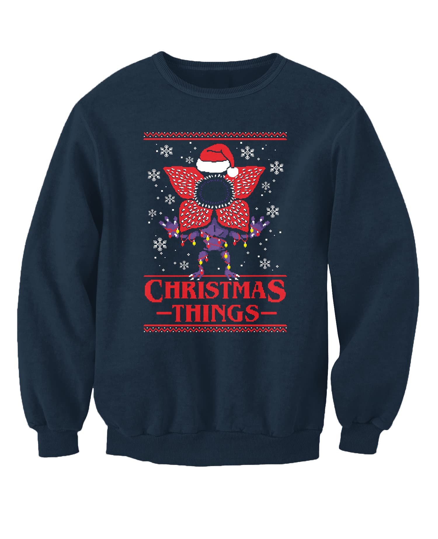 Christmas Jumpers - Nostalgic Unisex Blue Demogorgon Things Adults Christmas Jumper Printed Sweatshirt (Xx-Large)