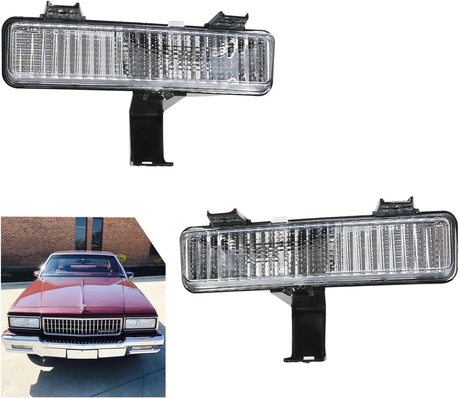 Caprice Turn Signal Lights Front Left & Right Compatible with 1980-1990 Chevy Caprice Plastic Lens 2PCS Driver and Passenger Turn Signal Lights Corner Side Marker Park Lamps