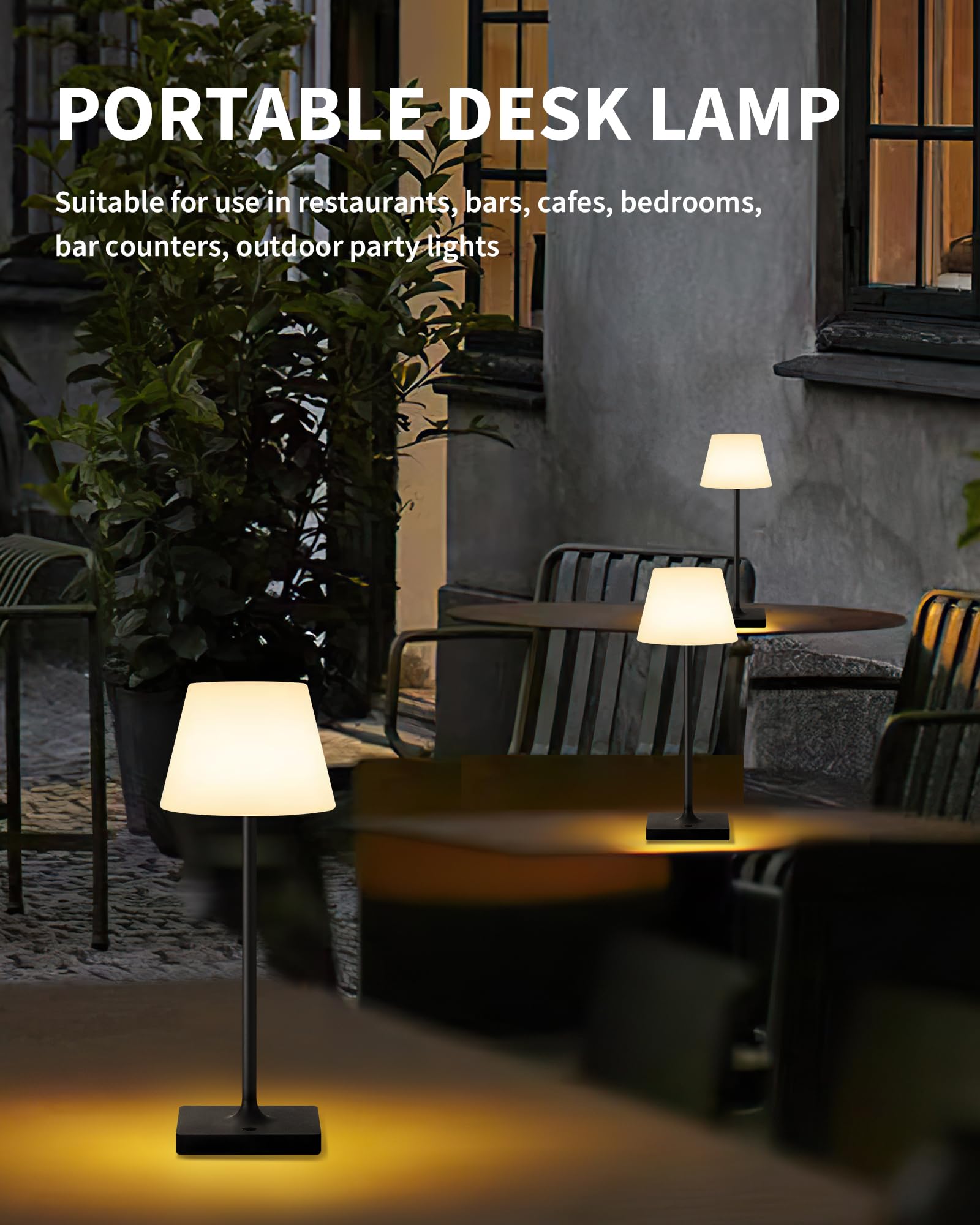 NEWSEE Lampada da tavolo portatile senza fili, impermeabile, 5000 mAh, alimentata a batteria ricaricabile, dimmerabile, lampada da scrivania a LED, moderna luce notturna per bambini, per camera da
