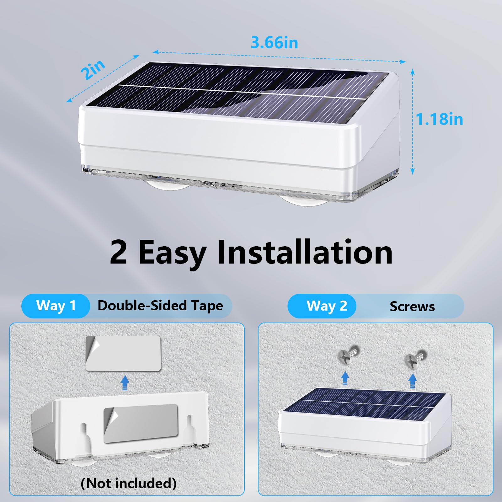 VOLISUN Paquete de 8 luces solares para valla, blanco cálido, blanco frío y color RGB, luces solares LED IP65 impermeables para exteriores, para patio, barandilla, cubierta, valla y pared (blanco)