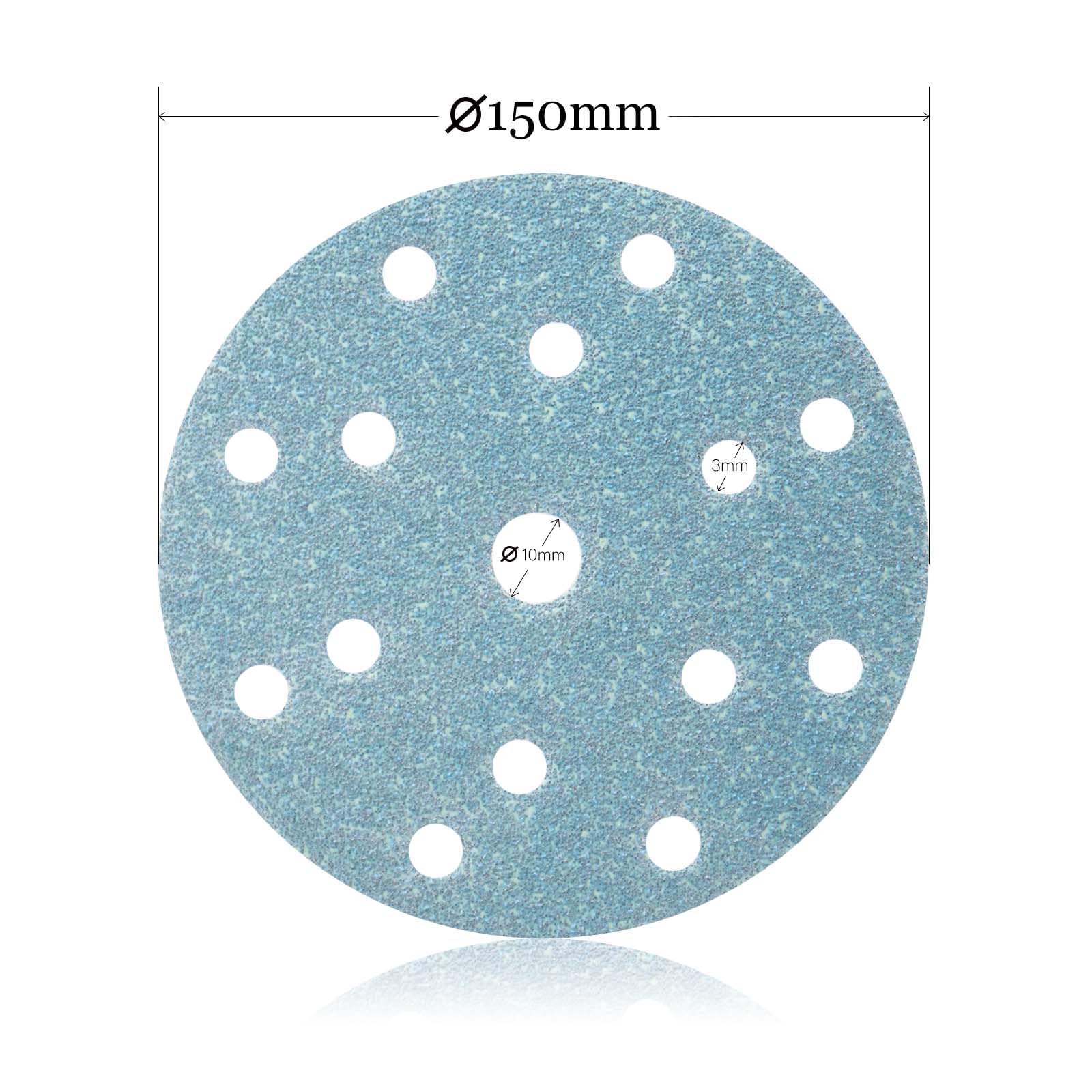 100 Dischi Abrasivi Da 150 Mm A 15 Fori - Grana Assortita 40-800, Velcro, Per Levigatrice Orbitale