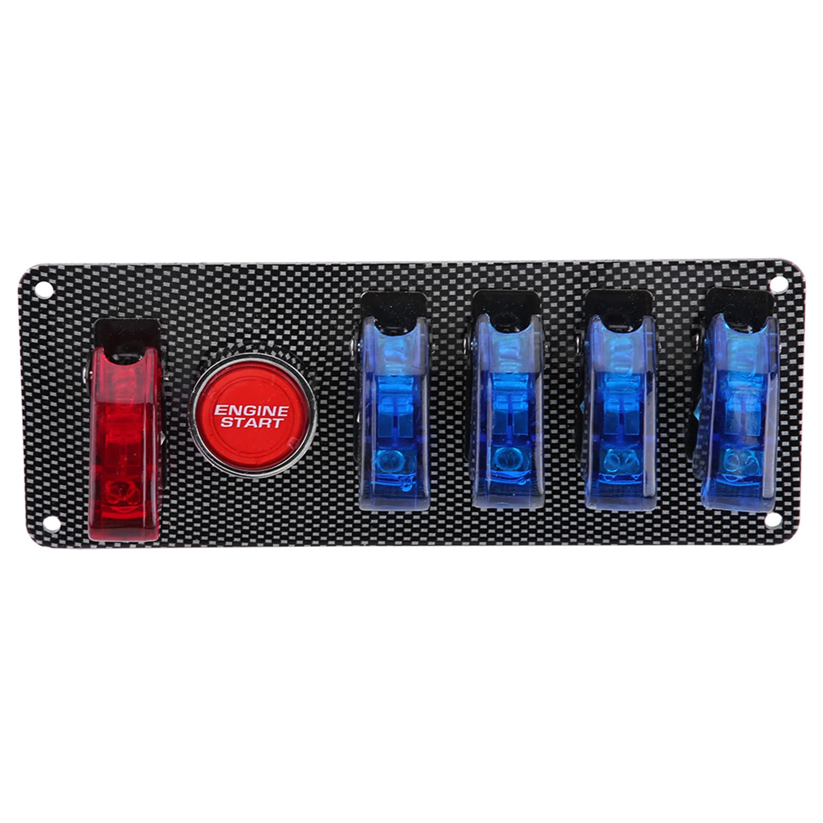Panel Con Interruptor De Encendido, 6 En 1 Kit De Control De Botón De Arranque Del Motor Del Panel Del Interruptor De Encendido Automático Del Coche De Carreras 12V