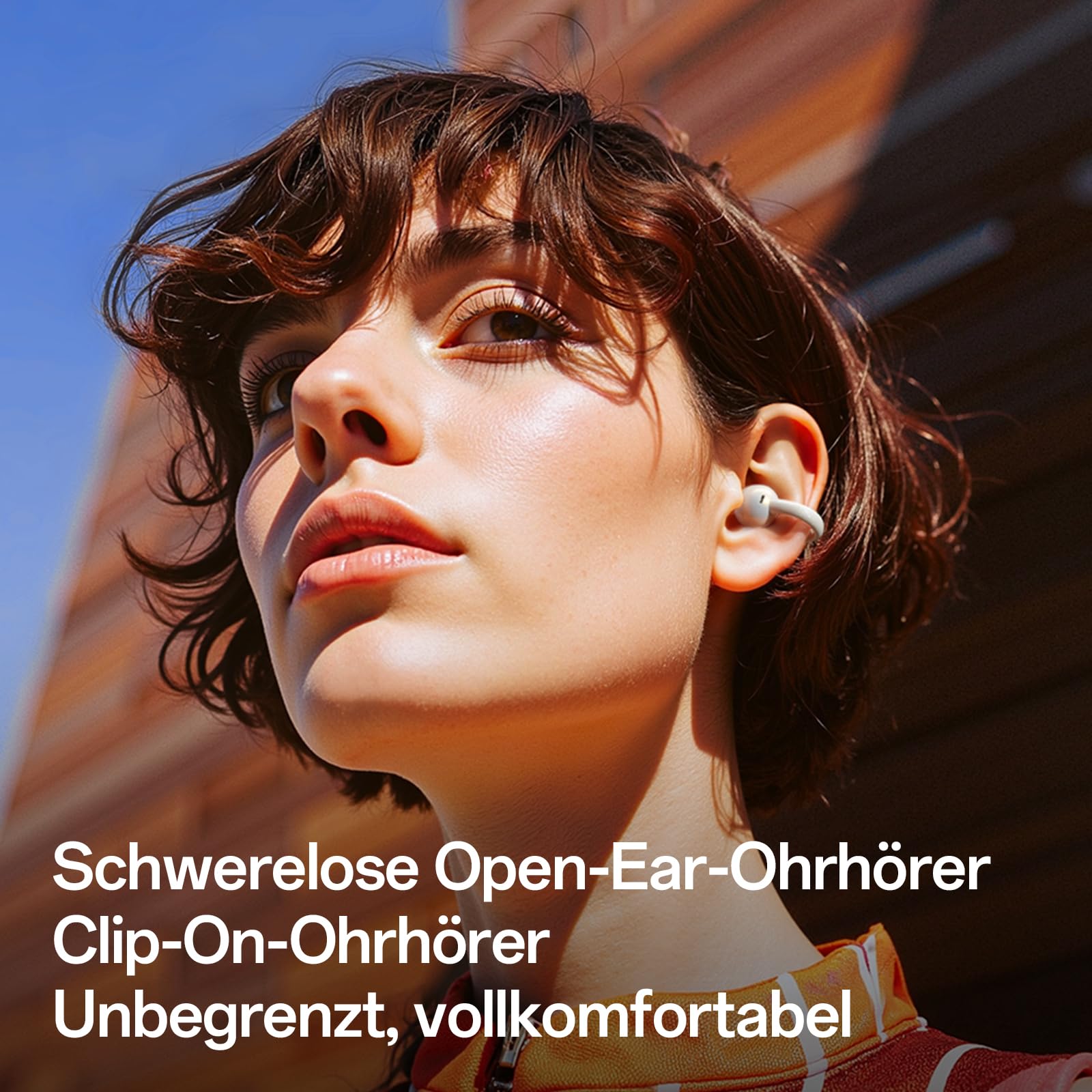 OpenRock E Open-Ear Kopfhörer Kabellos- Clip-On Ohrhörer - 4G Leichtgewicht - Bluetooth 6.0 - Starker Bass - 28h Spielzeit - KI Klare Anrufe - IPX4 Wasserschutz- App Steuerung- Bluetooth Earbuds