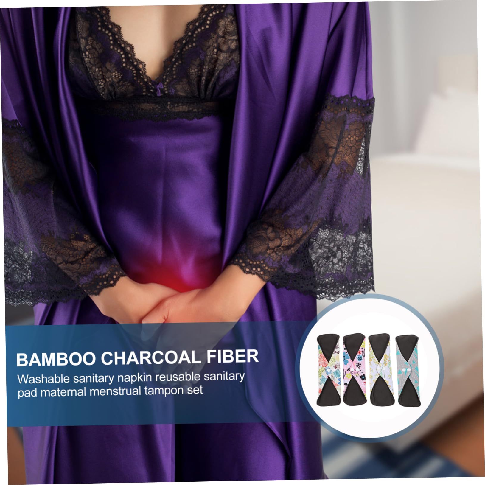8piezas Compresas Menstruales Reutilizables De Absorbentes Toallas Sanitarias Lavables Alas y Diseño Presión Para Viajes y Uso Diario