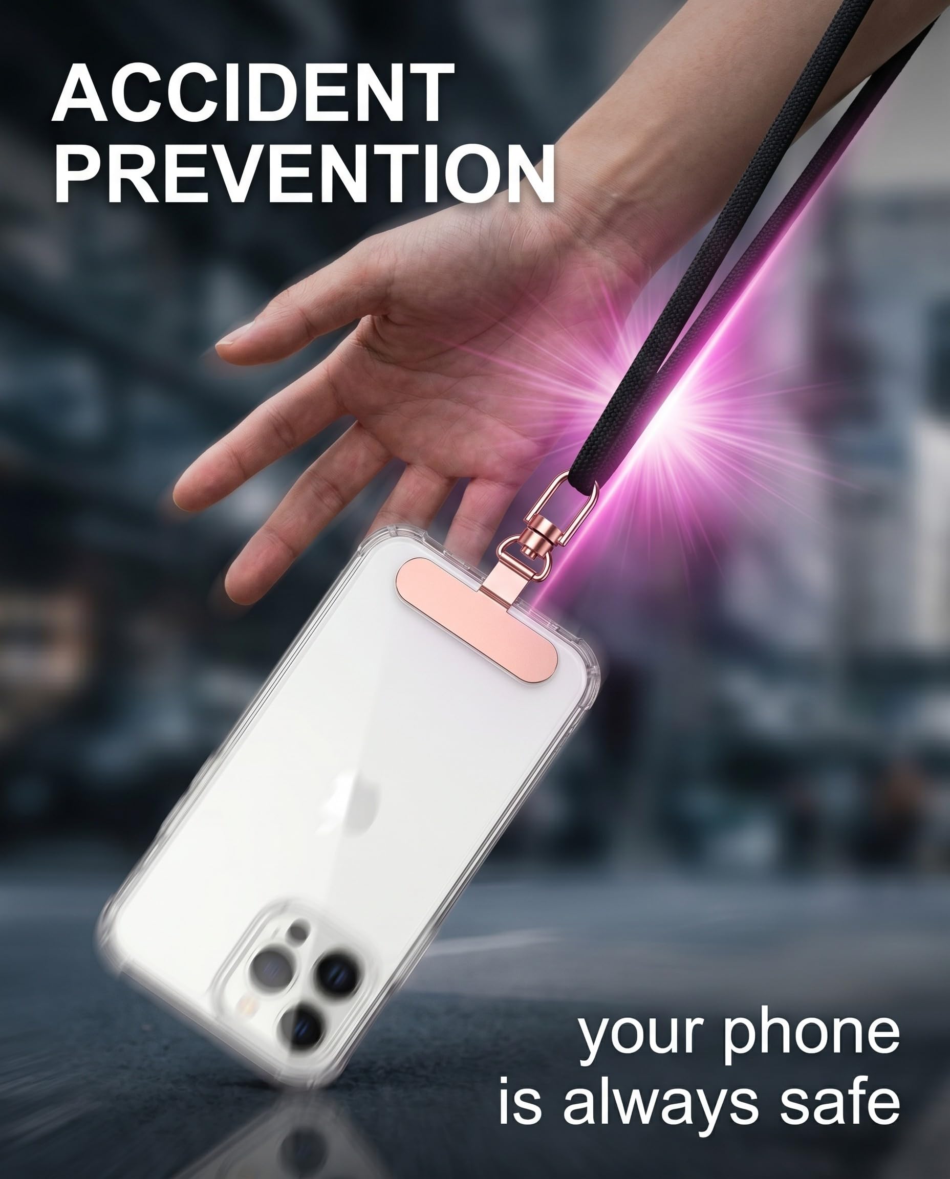4 Pezzi Toppa Per Cordino Cellulare Rotante 360° – Ultra Sottile In Acciaio Inossidabile Per Cover (Nero, Argento, Oro, Oro Rosa) - 5