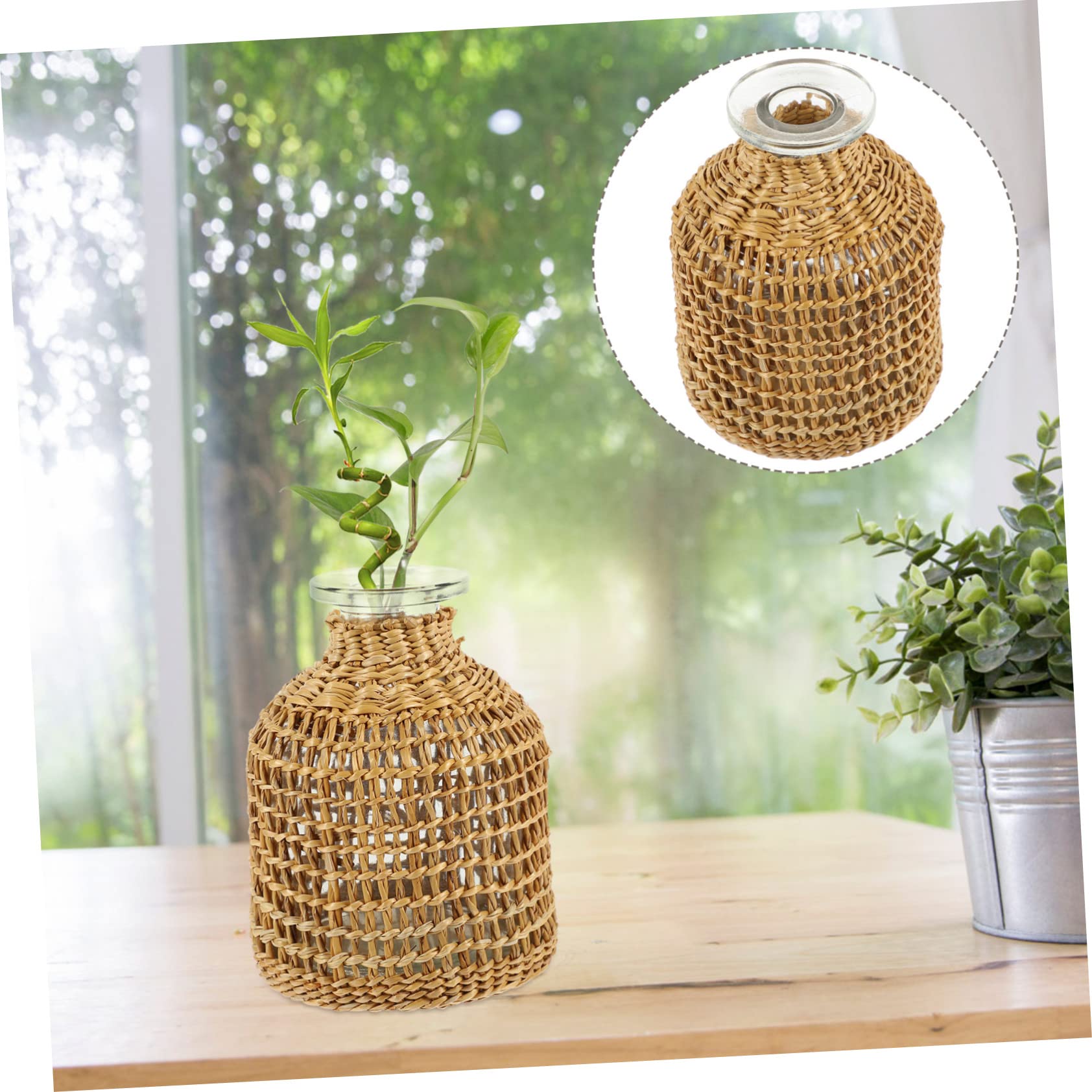 Amazon.co.jp: GRIRIW 日本の編み花瓶 ラガラスの一輪挿し 卓上ラ花瓶 