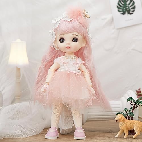 Miniatura 3 de BJD Muñeca 18 SD Muñeca articulada de 9 pulgadas, juguetes de bricolaje con juego completo de ropa, zapatos, peluca, maquillaje, cumpleaños para