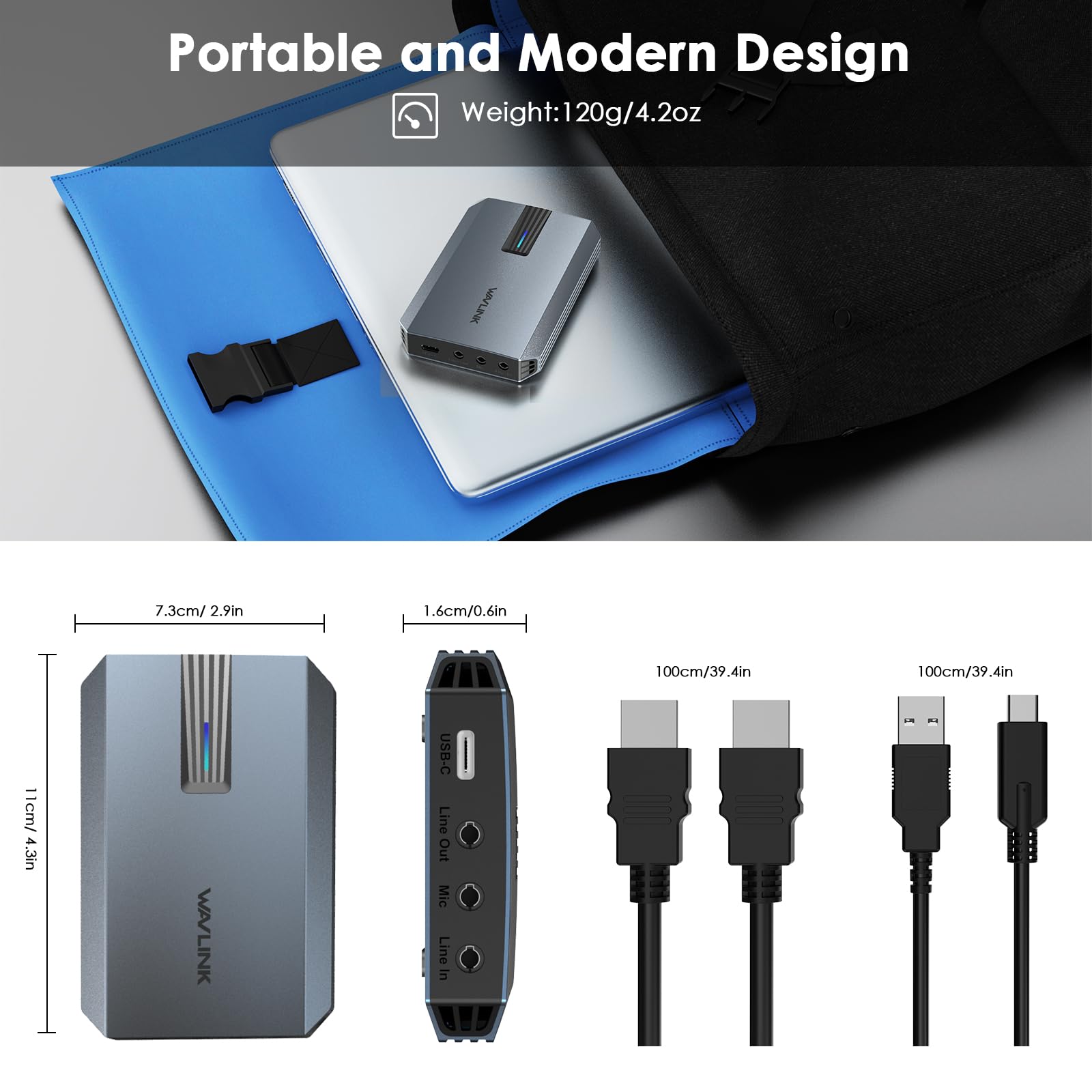WAVLINK Scheda Acquisizione Video HDMI 4K per Gaming/Live Streaming - Catturatore con Latenza Ultra Bassa, VRR, Plug-and-Play, Compatibile Windows/Mac/Linux/Android