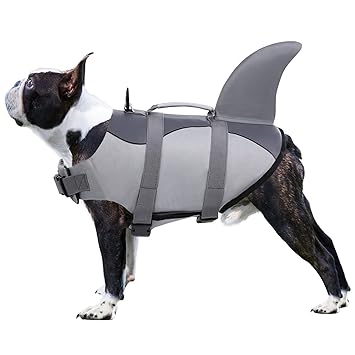 Zuozee Dog Life Jacket, Adjustable Pet Floatation Vest Lifesaver Safety Vest Life Preserver for Small Medium Large Dogs L Grey