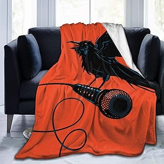 COFEIYISI Franela Manta para Cama Sofá Silla,Cuervo sostiene un micrófono Fiesta temática de música Rock Cantante gótica Fiesta del Festival,Cálida,Cómoda Y Duradera 153x204cm