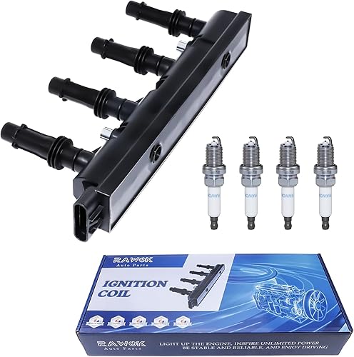 Bobina de encendido UF669 y 4 bujías de iridio dobles 1675 compatibles con Chevy Cruze Limited 1.4L 2011-2015, Sonic Trax 1.4L 2012-2020, Buick