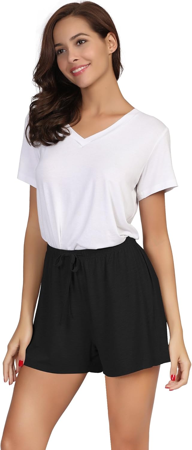 GYS Pajama Shorts for Women - Viscose Made from Bamboo, Soft Sleep Shorts Stretchy Sleepwear Casual Pj Bottoms - Image 4