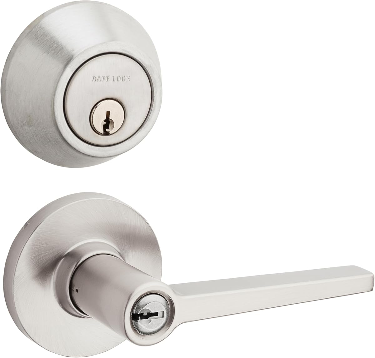 Safe Lock - Paquete combinado de palanca de entrada con llave y cerrojo Daylon, níquel satinado