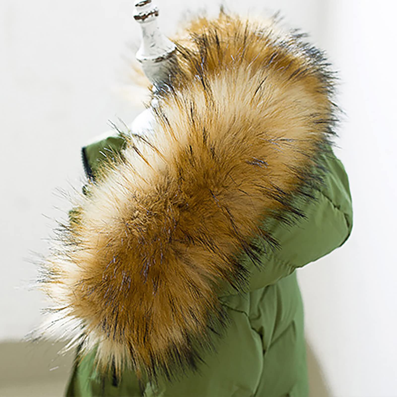 Cappotti invernali per bambini, lunghi in tinta unita, con cappuccio, spessi, caldi e caldi, in cotone, tinta unita, con calda pelliccia sintetica, verde, 160