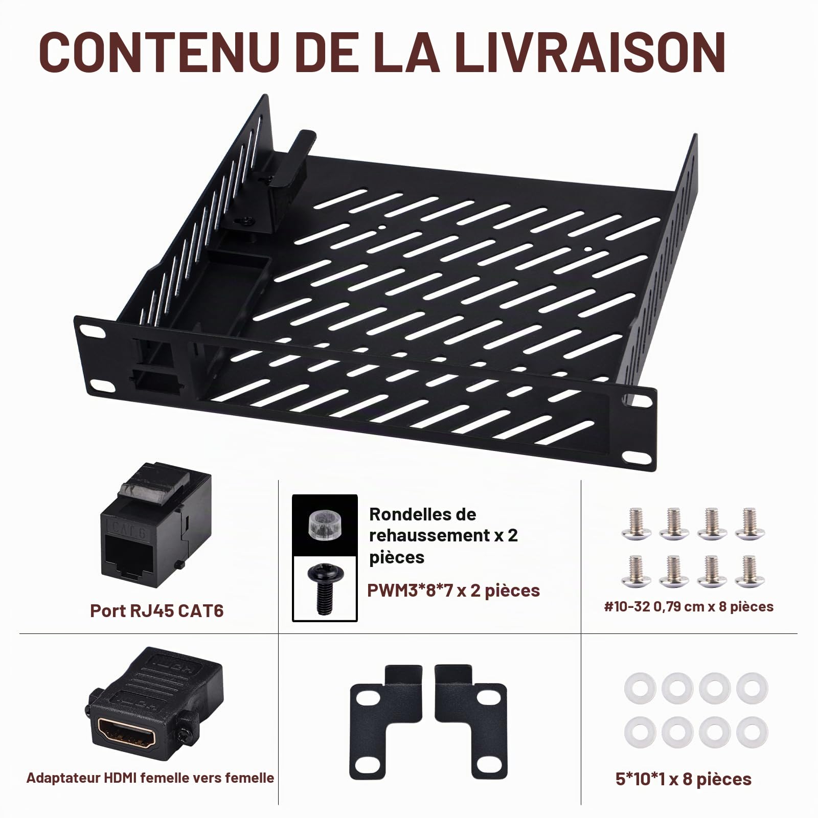 GeeekPi 10 inch 1U Mini PC Rack Mount Shelf with RJ45 CAT6 Port & HDMI Port for DeskPi RackMate T1/T0