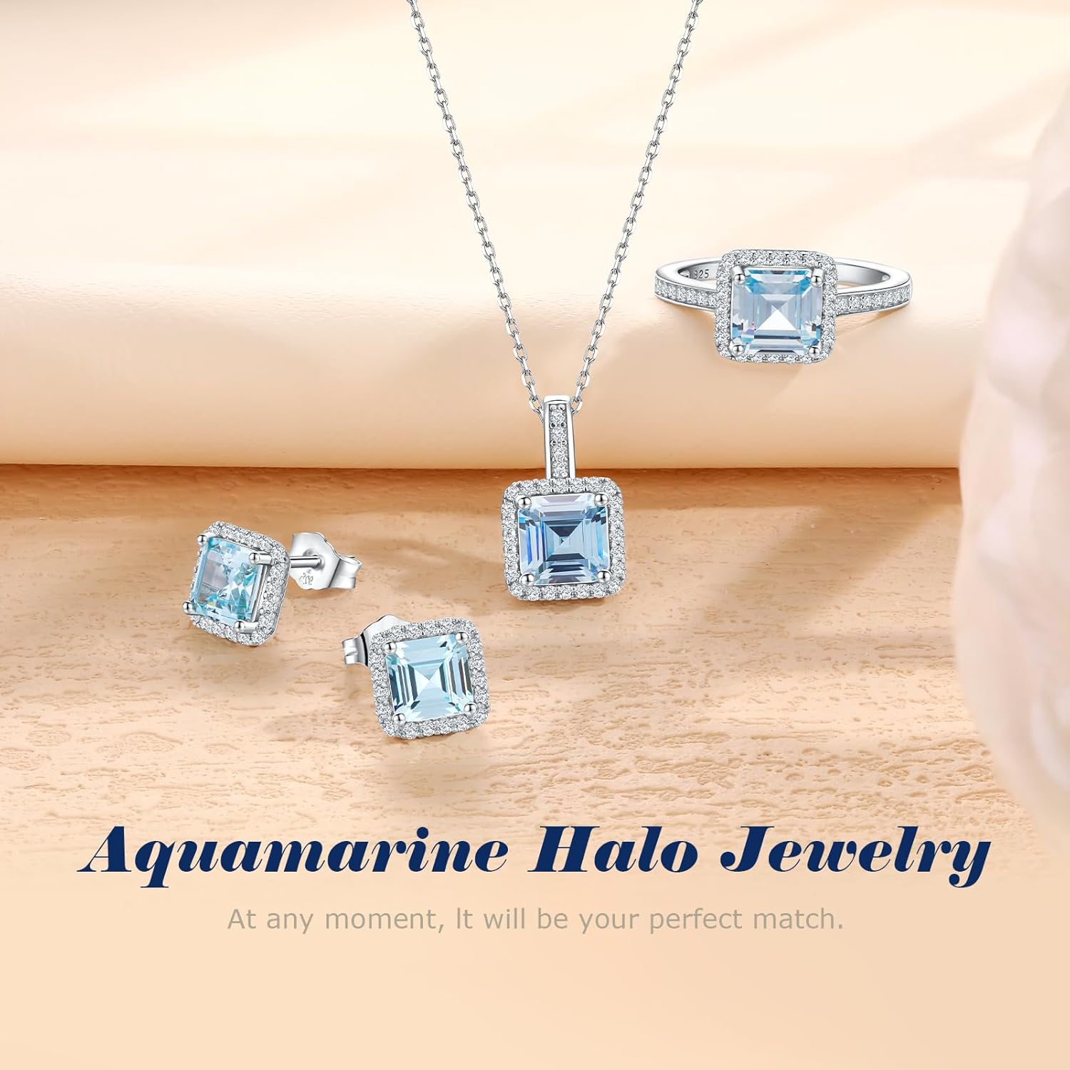 Vintage Style Engagement Ring White Gold Plated Sterling Silver White Sapphire Inlaid Big Cocktail Rings Emerald/Ruby/Aquamarine/Sapphire Ring Gift for Bride Wife Lover, Send Gift Box