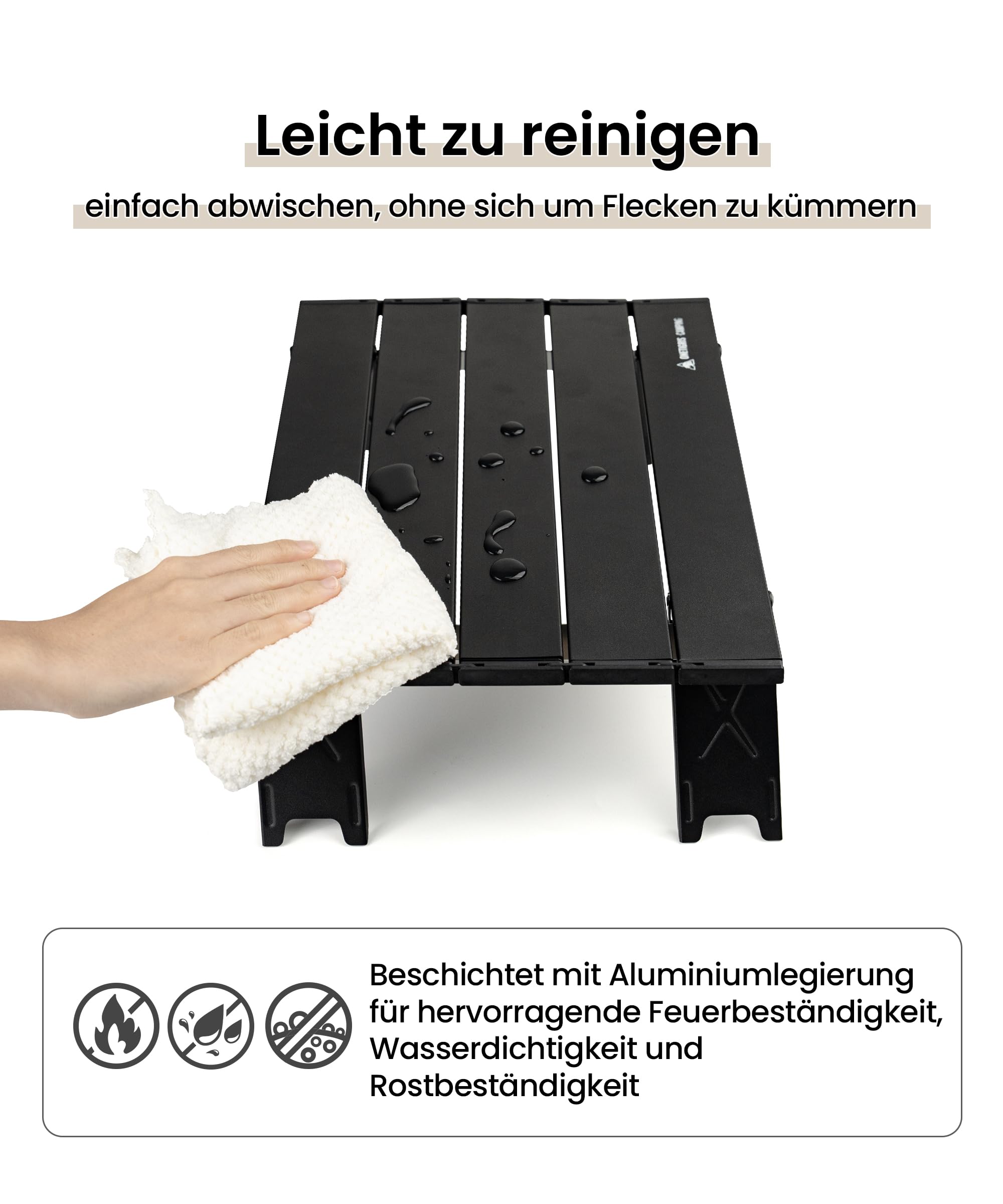 OneTigris Składany stół kempingowy, mały, aluminiowy, składany, na kemping, mini, ultralekki, przenośny, nośność do 30 kg, do aktywności na świeżym powietrzu, wędrówek (39,5 x 29 x 12,5 cm)