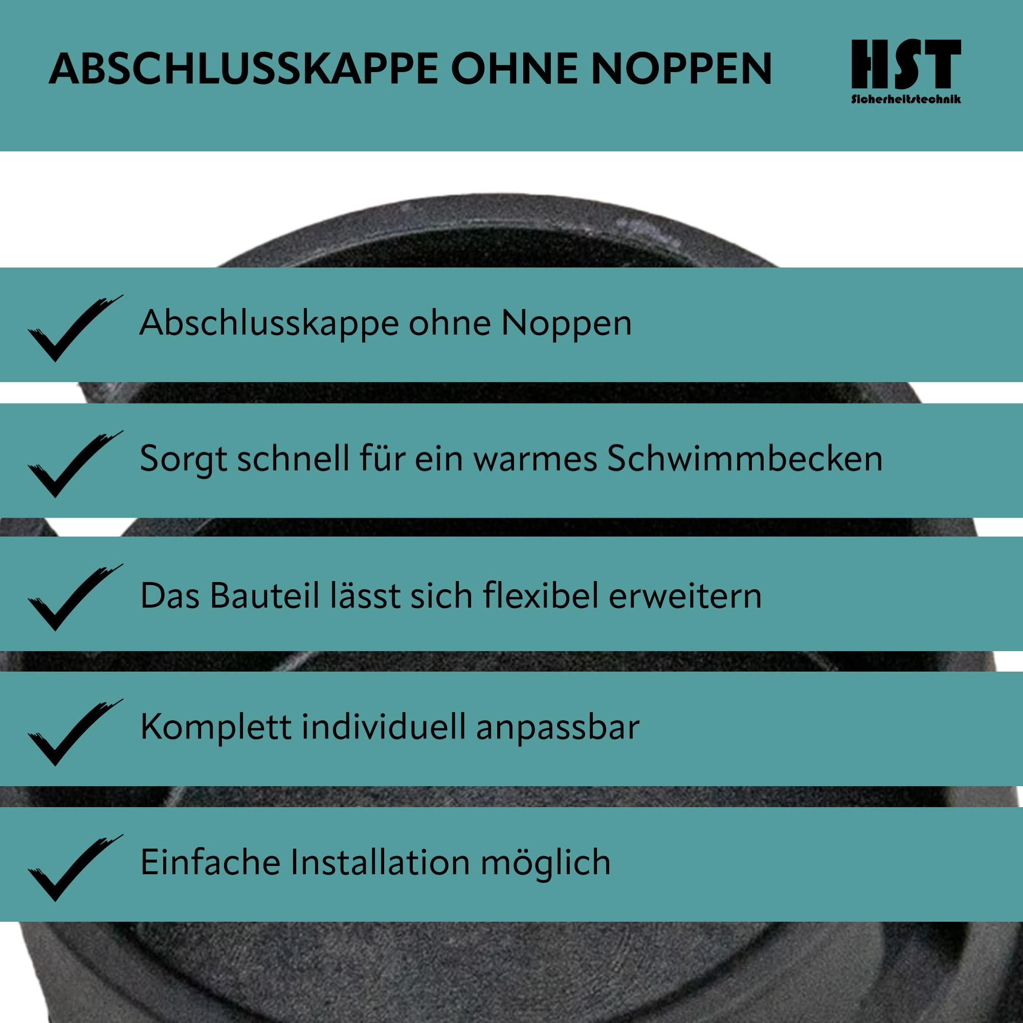 HST Abschlusskappe für Poolheizung ohne Noppen Abschlusskappe für Solarheizung