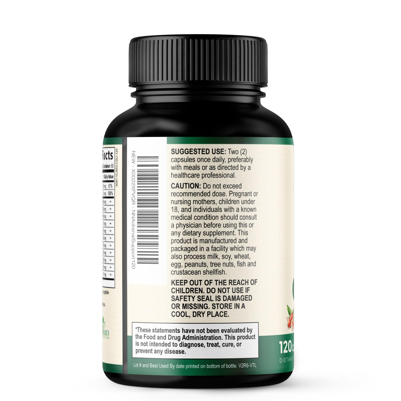 Adrenal Support Supplement - Advanced Cortex Complex Adrenal for Energy, Fatigue, Calm, Relaxation and Immune Support - Natural Ashwagandha Rhodiola & Holy Basil, Bottled in USA - 120 Capsules — Amazon image 8