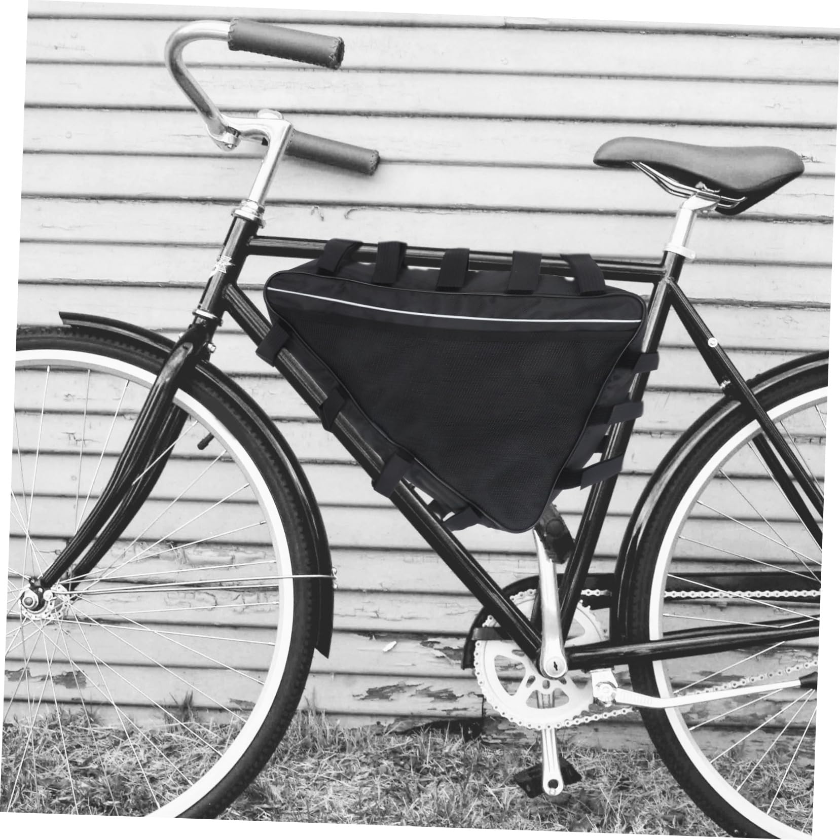 Borsa Triangolare da Bici per Telaio, Nera, Oxford | Grande Capacità, Resistentee Intemperie E’usura, Facile da Installare per Ciclismo e Trekking