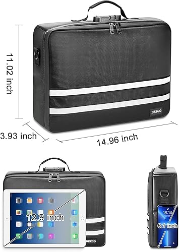 Miniatura 5 de DEEGO Bolsa de documentos ignífuga con cerradura, organizador de documentos importante, impermeable, caja organizadora de archivos, caja de