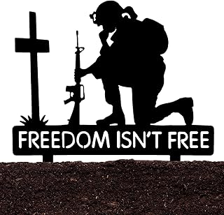 Soldier Ornament - Silhouette Garden Metal Kneeling Soldier | Weatherproof Kneeling Soldier Silhouette, Wrought Iron No Rust Independence Day Gifts for Men, Women Fovolat
