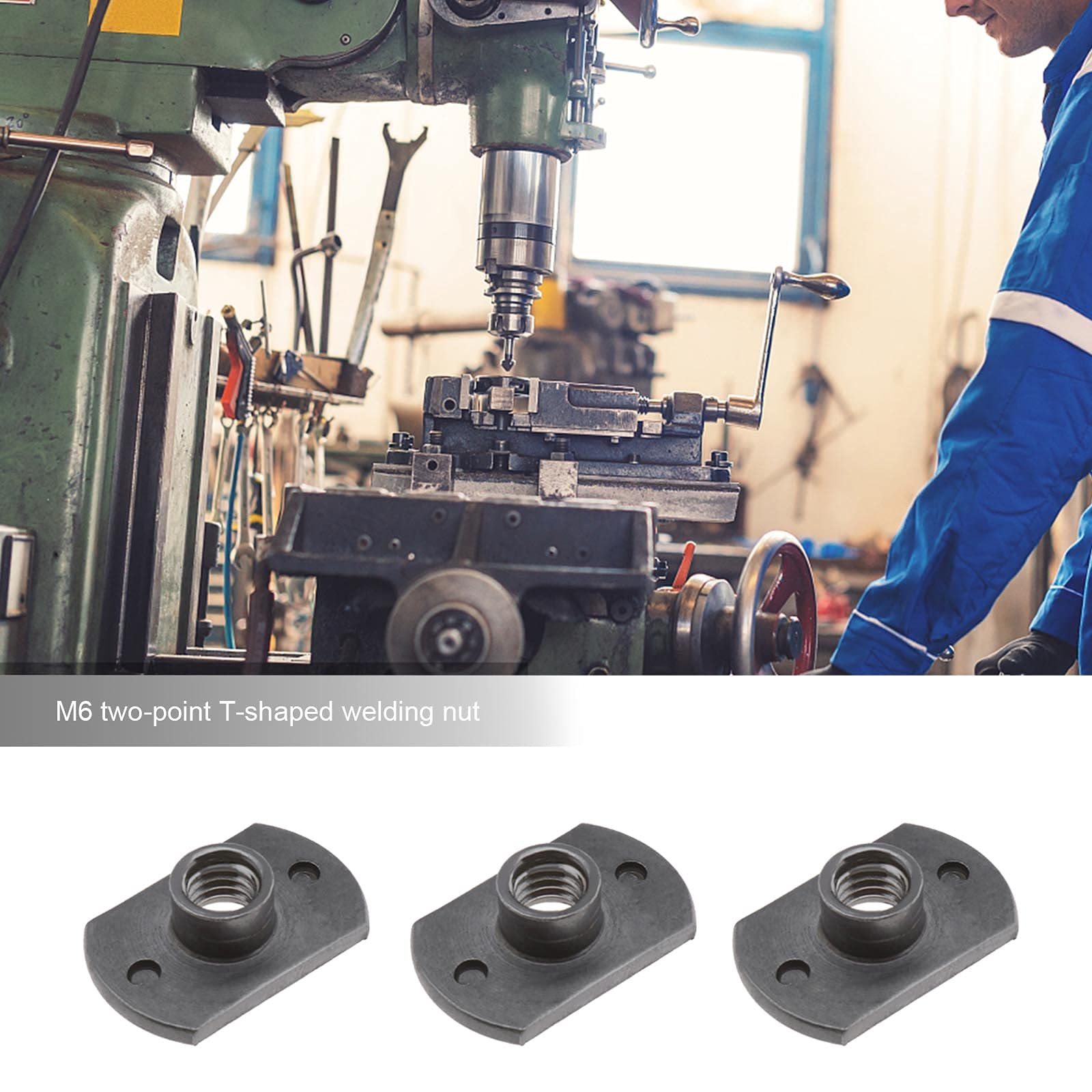 Lot de 20 écrous à souder M6 en acier carbone en forme de T 2 trous pour meubles tubulaires Table