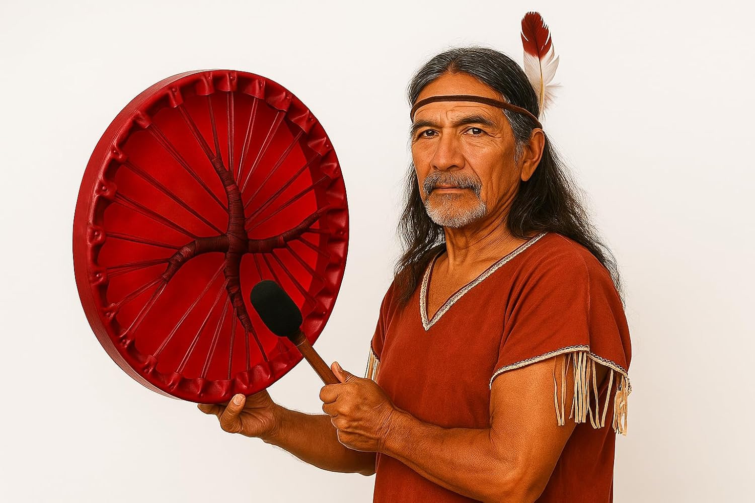 ARAW American Shamanic Native Drum Bison Natural Hide (16 Inches Diameter X 3 Inches Depth)