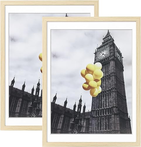 BSRHOME Juego de 2 marcos de fotos de 12 x 16 pulgadas con plexiglás, imágenes de 11 x 14 pulgadas con paspartú o de 12 x 16 pulgadas sin paspartú