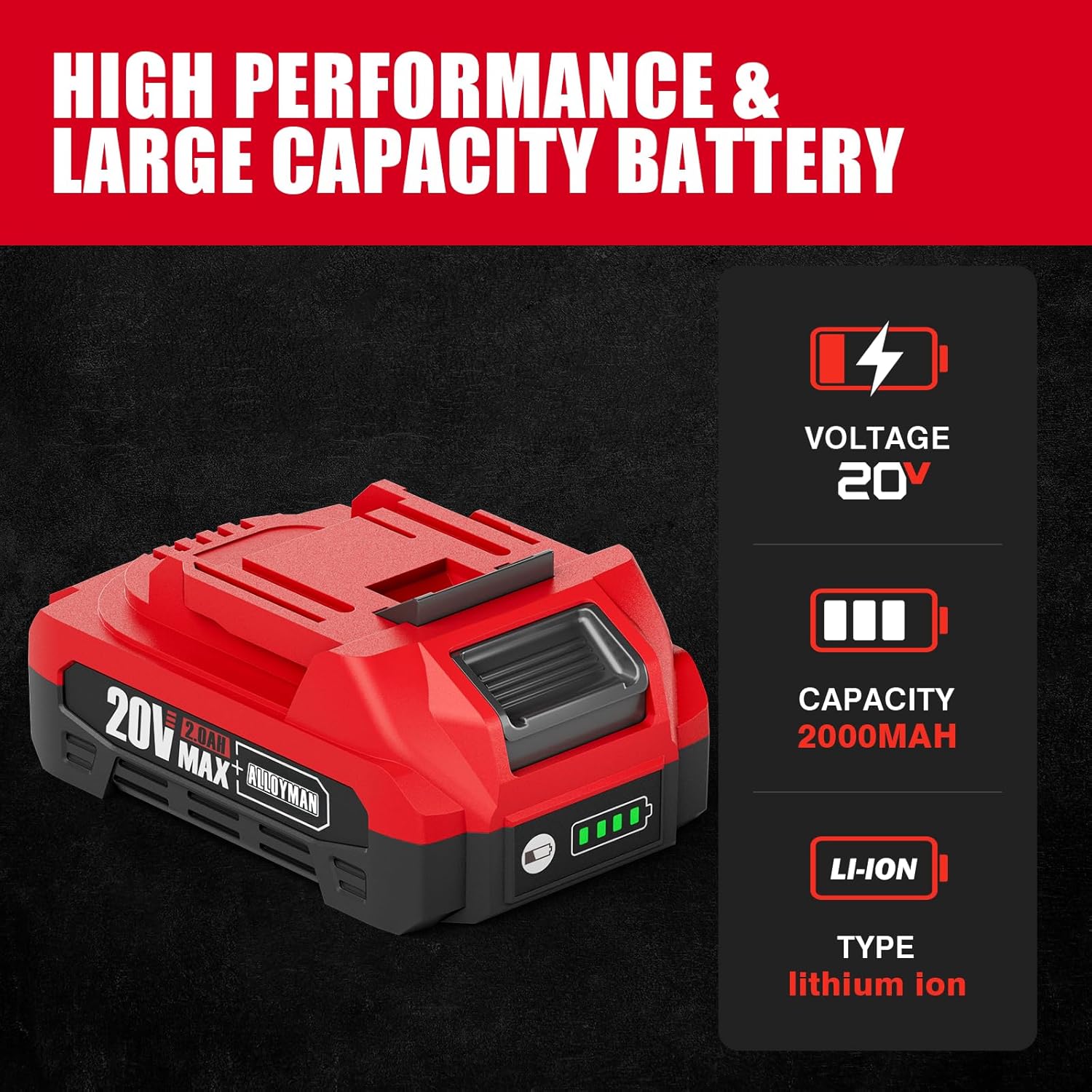 Alloyman Battery 20V 2.0AH Compact Power Tools